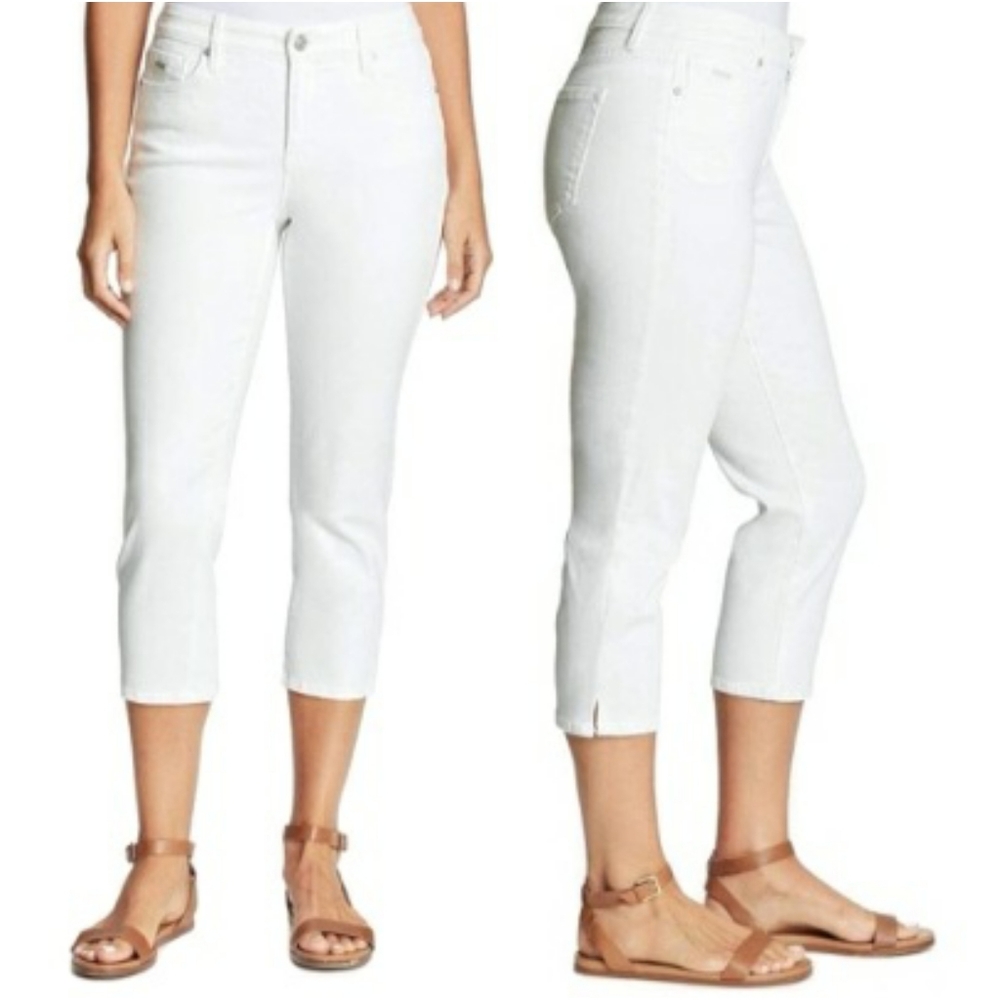 NWT-Nine West White Crystal Stretch Capri Jeans - Picture 1 of 9